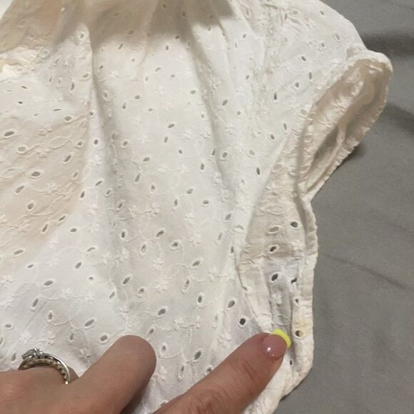 J. Crew Mercantile White Cotton Eyelet Tie Front Dress size XS - Picture 12 of 14